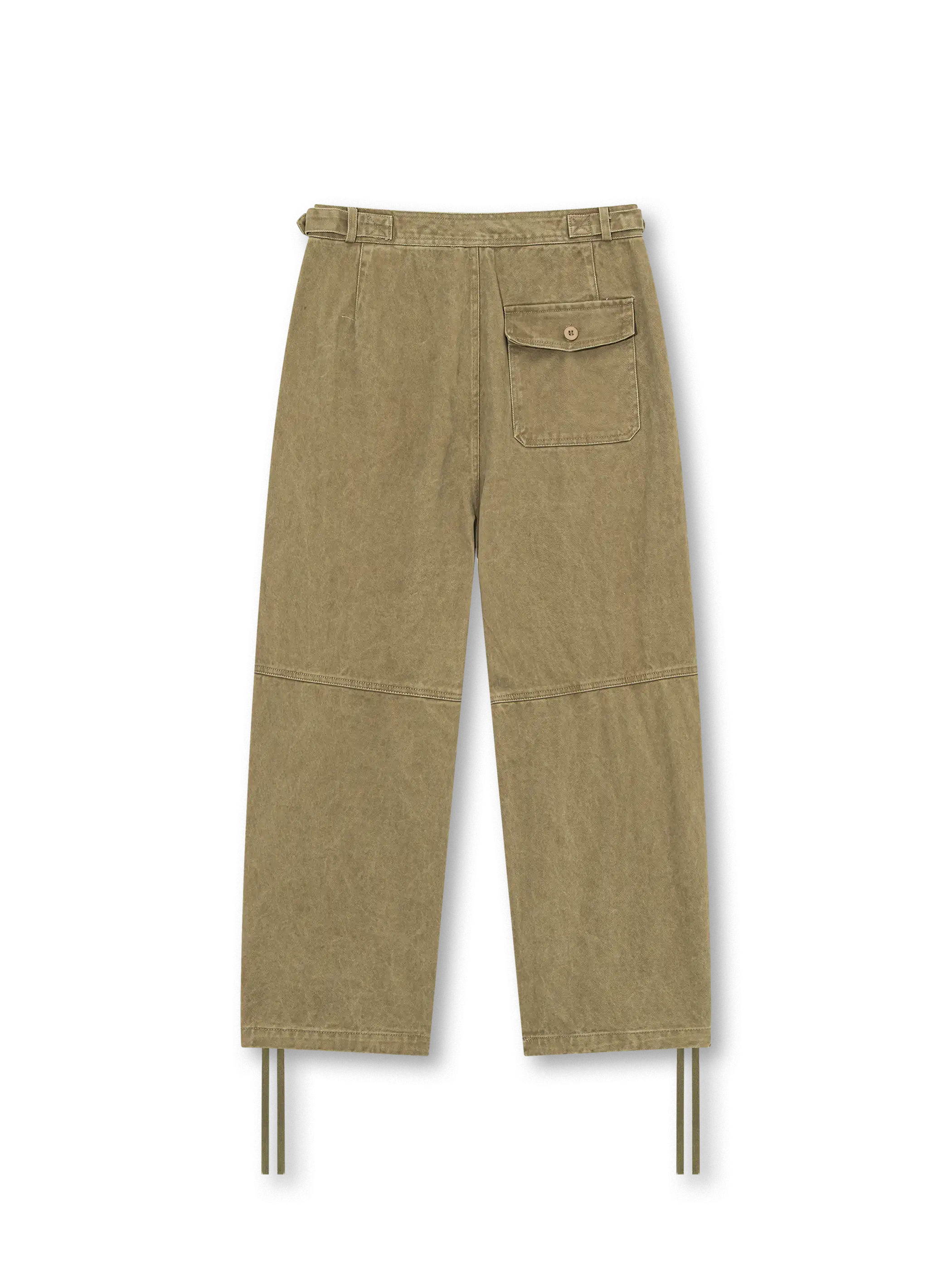 大容量ポケットとドローストリング裾が特徴の360gコットン製ワイドフィットカーゴパンツ