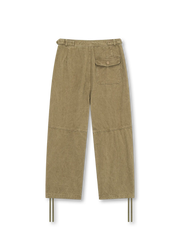 大容量ポケットとドローストリング裾が特徴の360gコットン製ワイドフィットカーゴパンツ