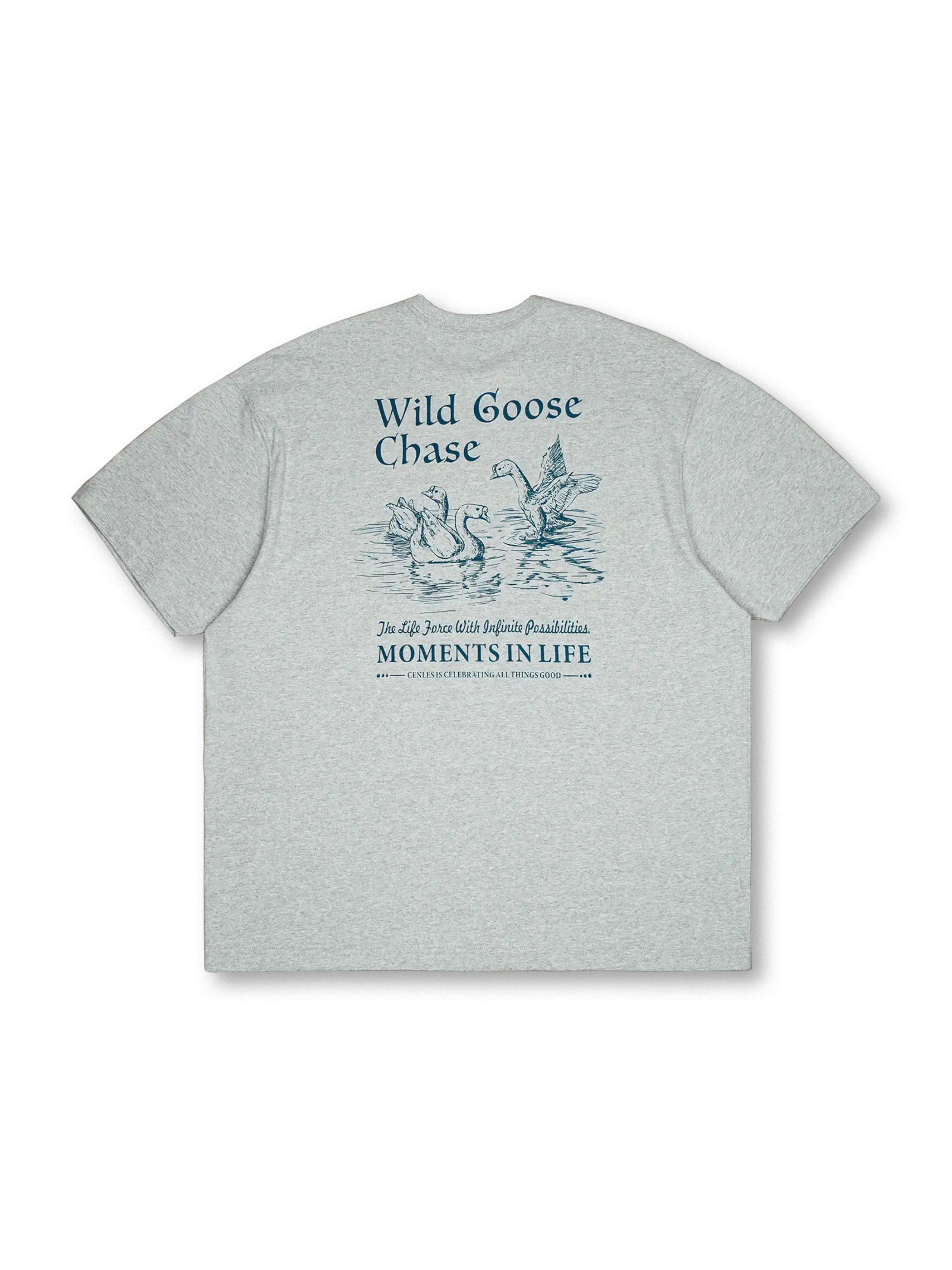 「WILD GOOSE CHASE」プリントが特徴のアメリカンヴィンテージ風100%コットンTシャツ。快適で耐久性に優れた一着。