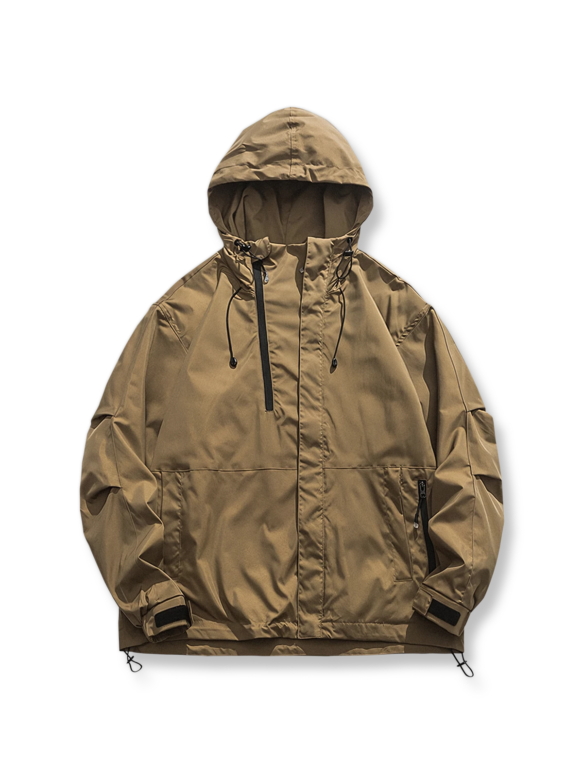 防風防水のポリエステル製フード付きジャケット