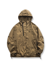 防風防水のポリエステル製フード付きジャケット