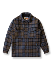 ウール混紡チェック柄のシャツジャケット