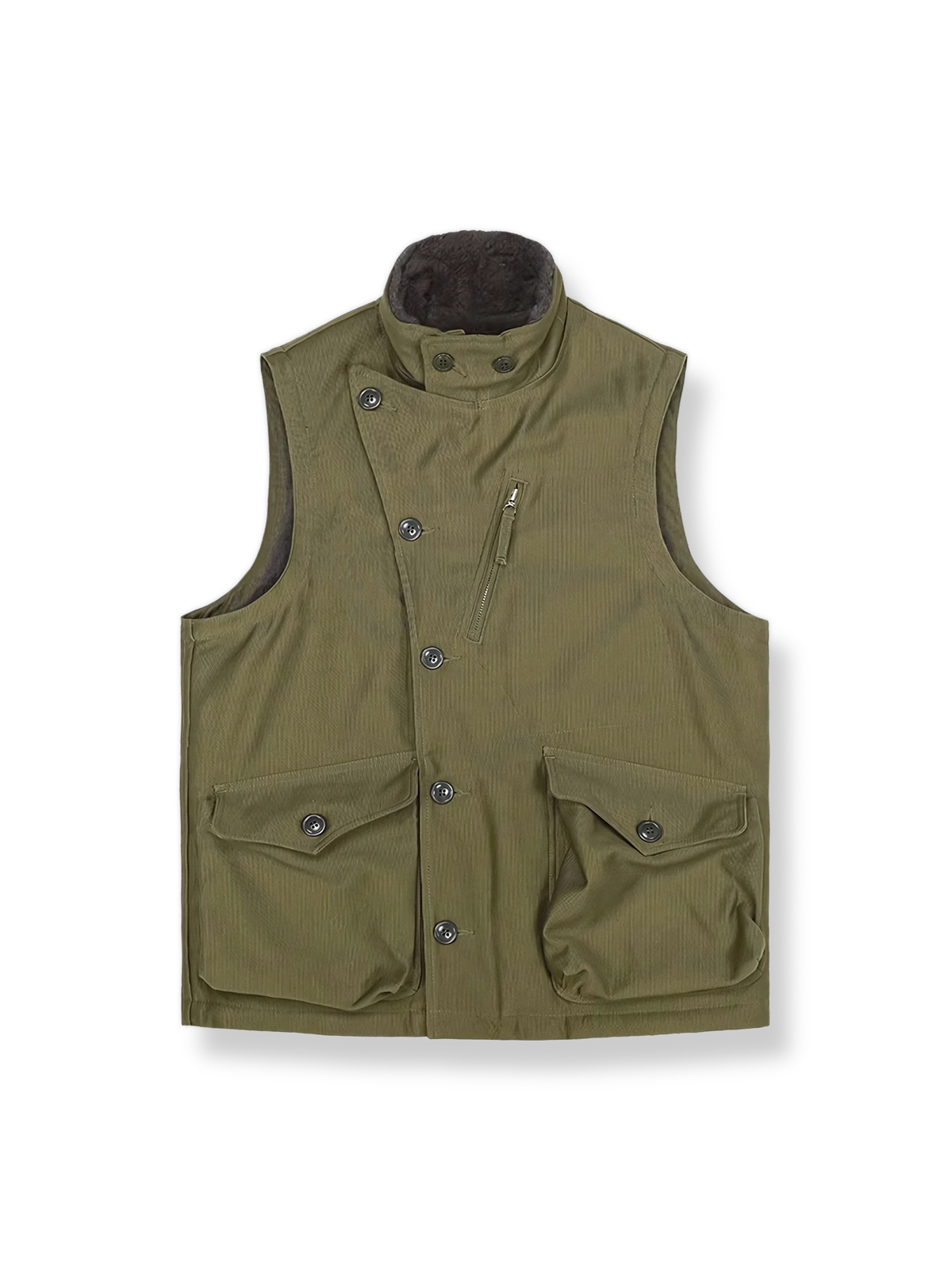 ウール混紡スタンドカラーベスト