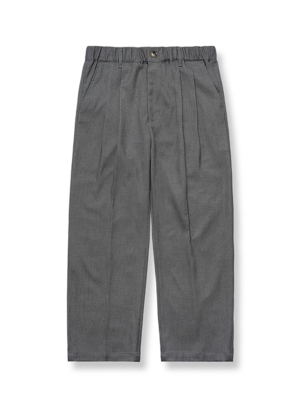 ウール混紡素材のワイドシルエットスラックス