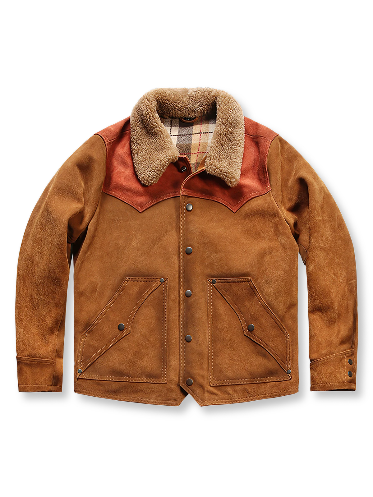 ウール襟 パッチワーク スエード レザージャケット