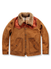 ウール襟 パッチワーク スエード レザージャケット