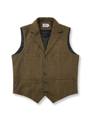 重厚ウールツイード素材のスーツベスト。4色展開でビジネスからカジュアルまで対応。