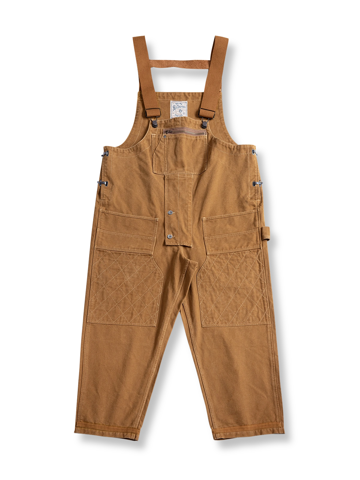 ヴィンテージ加工と手作業のディテールが光るワークスタイルキャンバスオーバーオール