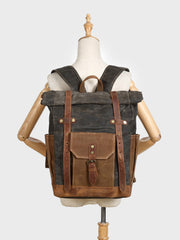オイルワックスキャンバスx牛革 防水加工 リュックバック