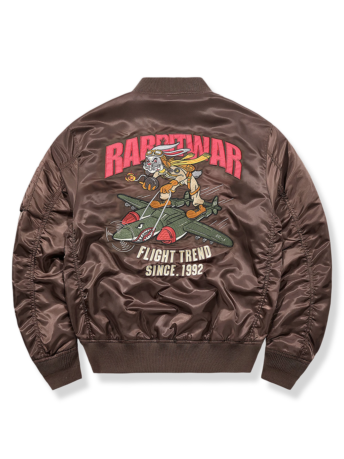 カートゥーン風ウサギ戦士刺繍パッチが特徴の卯年限定MA-1フライトジャケット