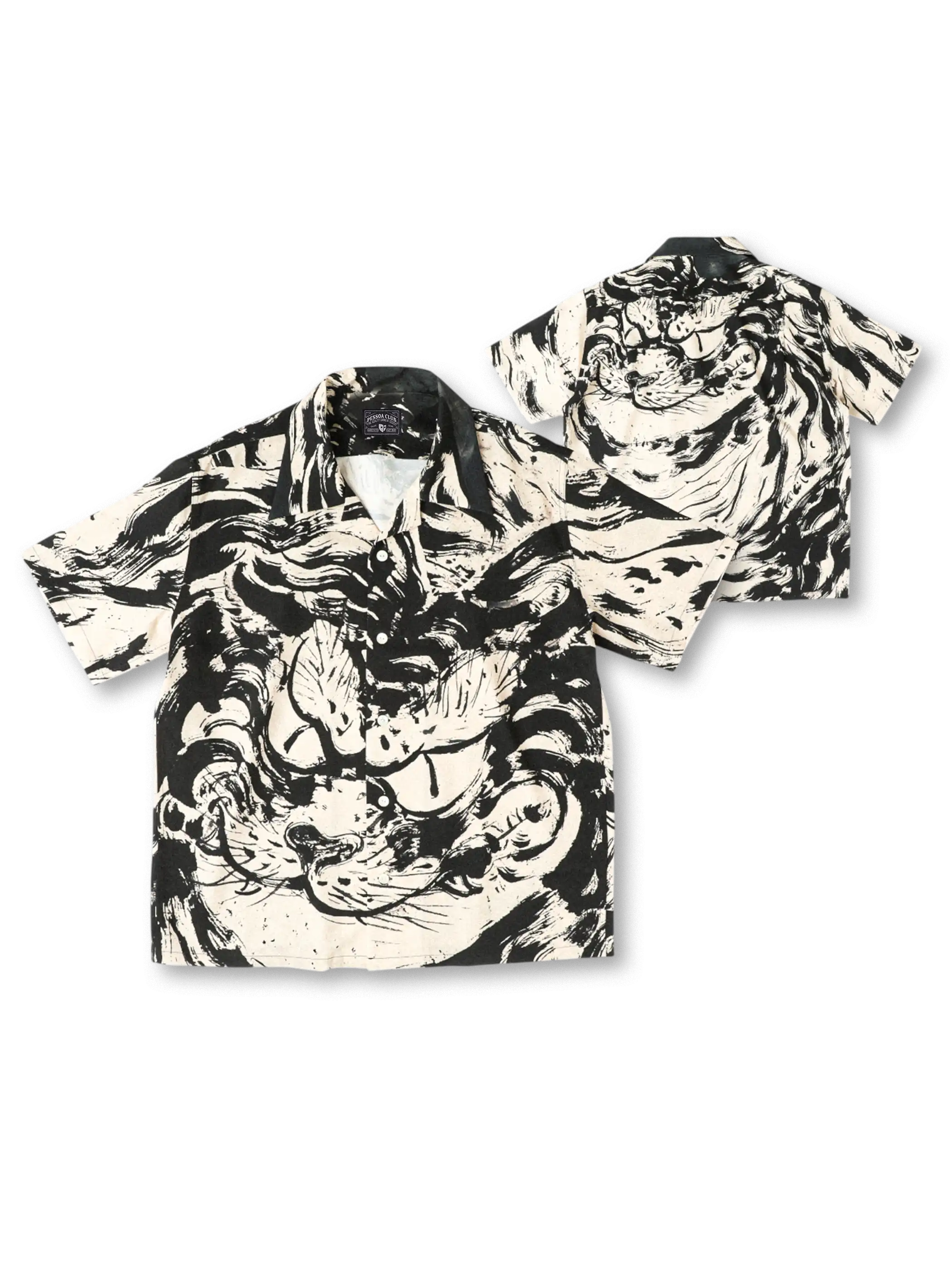 墨絵風虎モチーフが和の精神とハワイアンの解放感を融合したアロハシャツ