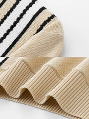 ジップフロントストライプニットポロ