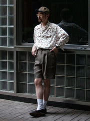 クリームダイブプリント開襟シャツ正面全体
