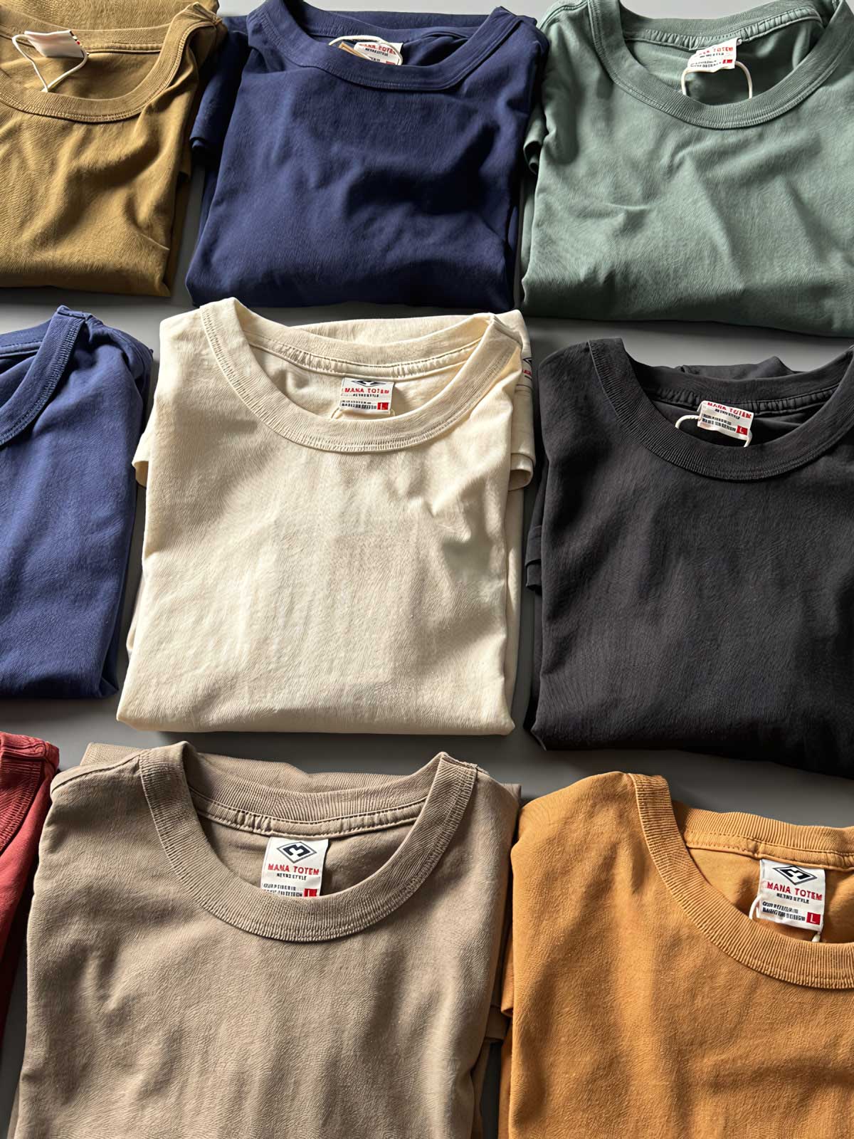 アメリカンヴィンテージウォッシュTシャツのカラーバリエーション展示画像