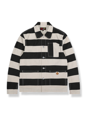 黒白ストライプの16ozキャンバスジャケット