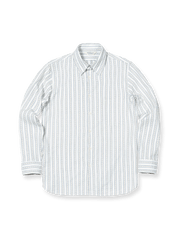 1920年代スタイルのジャカード織りストライプとシェルボタンが特徴のヴィンテージシャツ