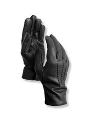 製品画像：1930年代ドイツ風カーフレザー製飛行士グローブの正面画像。ヴィンテージスタイルのデザイン。
詳細画像：カーフレザーの質感とクラシックな縫製ディテールのアップ画像。