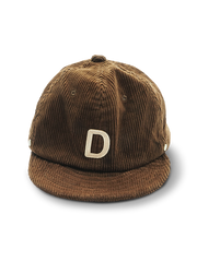 手染め泥染めコーデュロイキャップの前面とストラップが見える商品画像