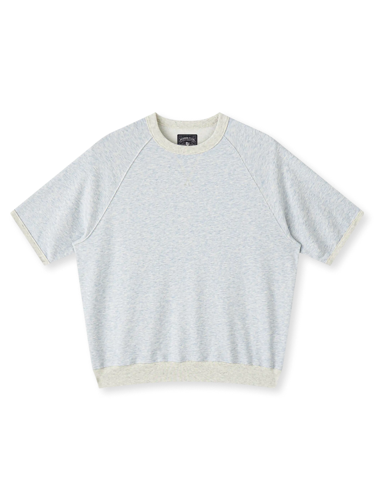 290gコットンスラブループバック編みのラグランスリーブTシャツ