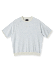 290gコットンスラブループバック編みのラグランスリーブTシャツ