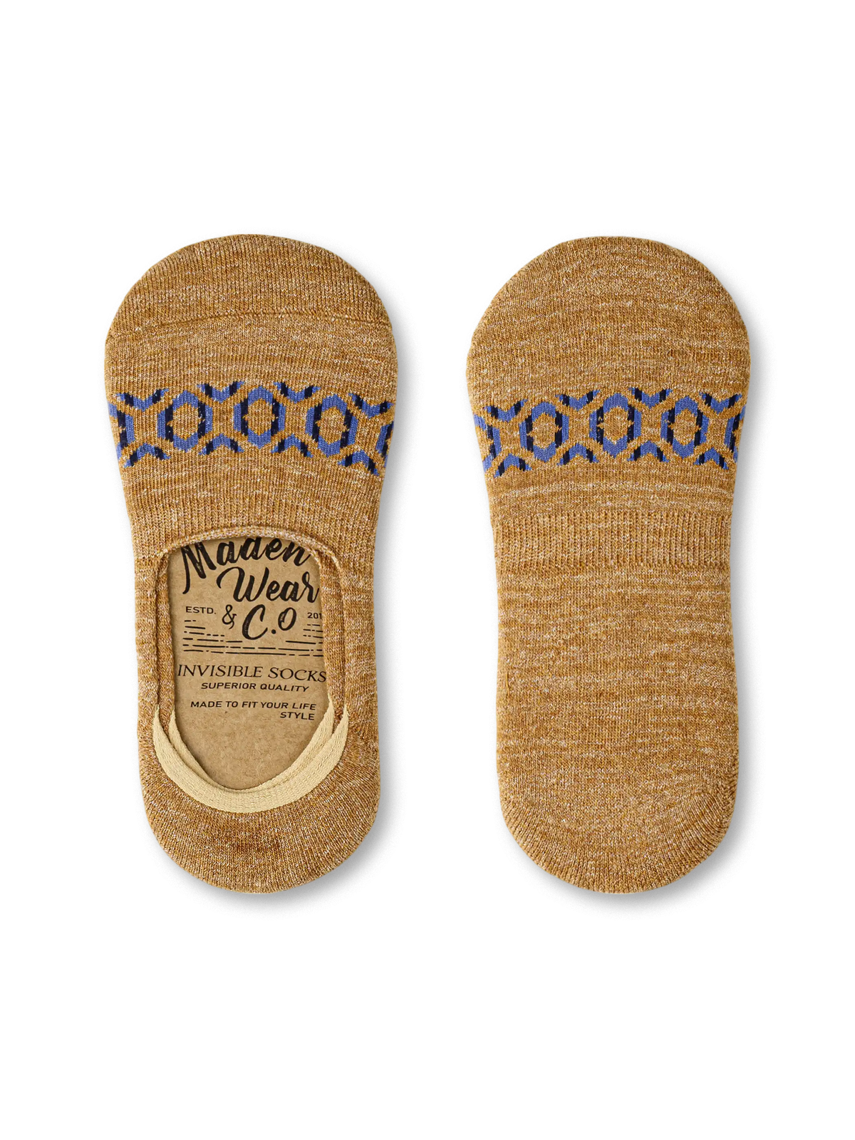 ナバホ菱形モチーフと滑り止め付きの高機能インビジブルソックス2足セット