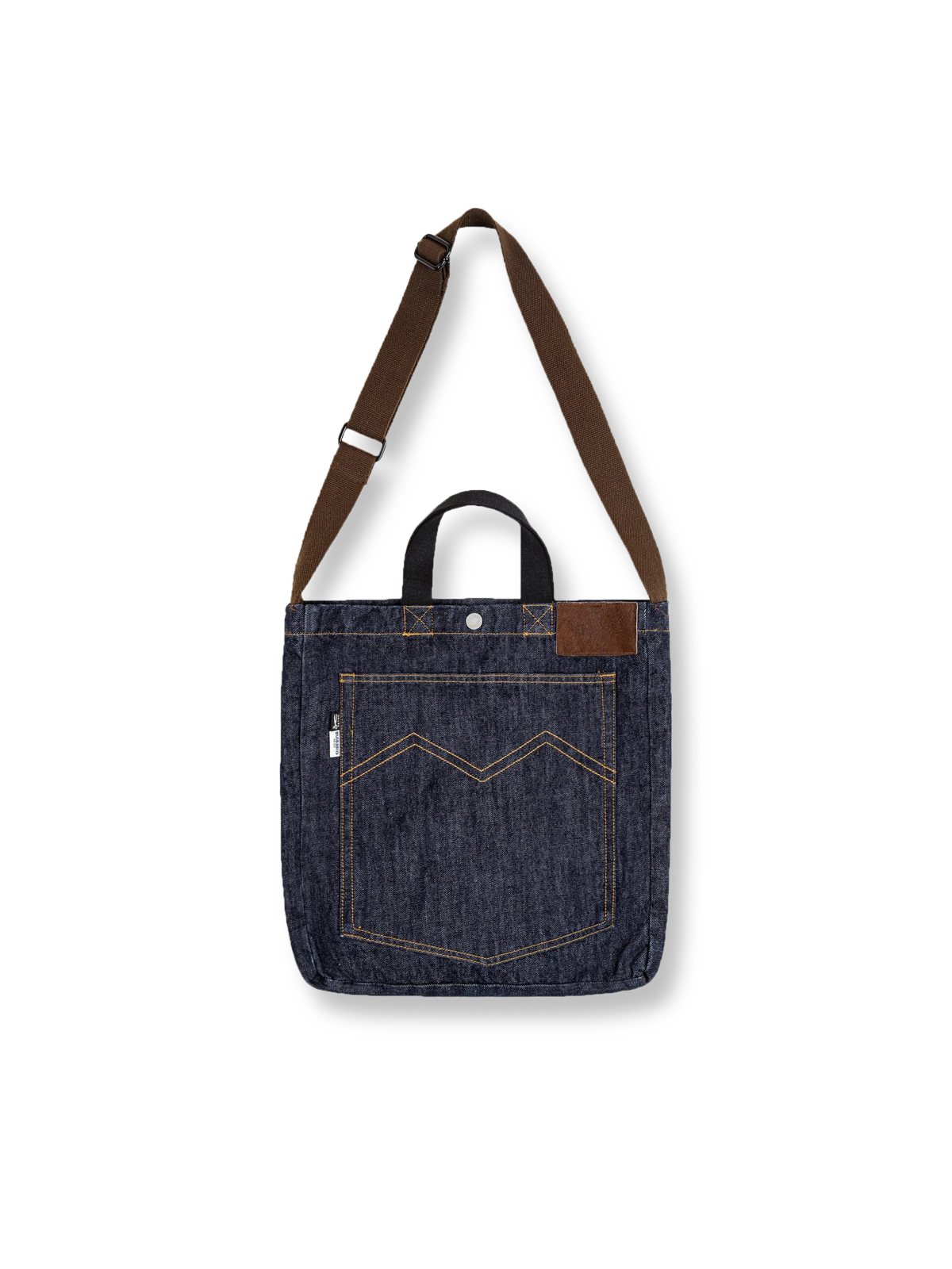 表裏切り替え可能なデニム素材のショルダーバッグ