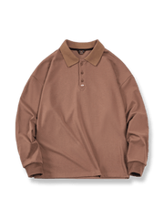 ベーシックな長袖ポロシャツの正面画像 