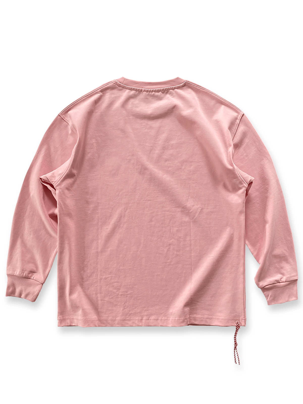 ピンクのヘビーウェイトコットン長袖Tシャツ 全体画像