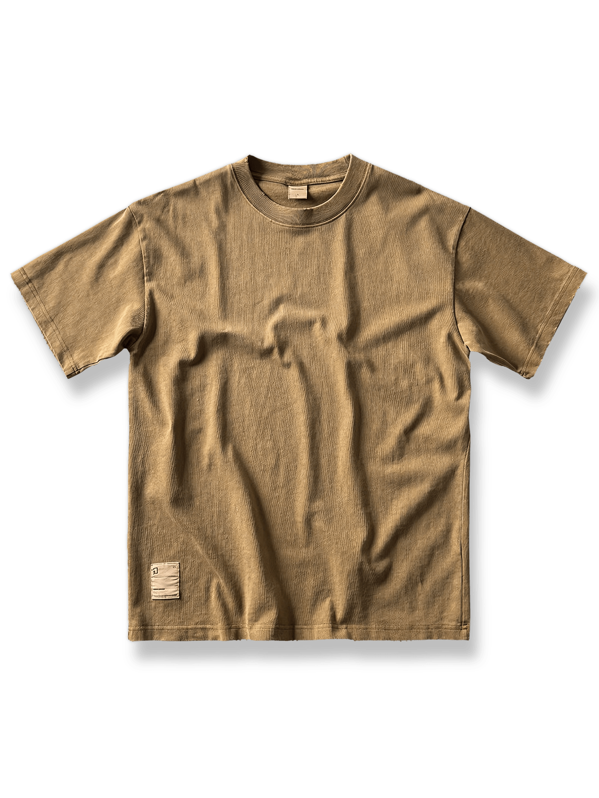 300gコットンサンドウォッシュヴィンテージエッジTシャツの正面展示図。