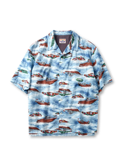 フィッシングプリント・オープンカラーシャツ