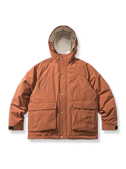 立体ポケットとフード付きの軽量ダウンジャケット