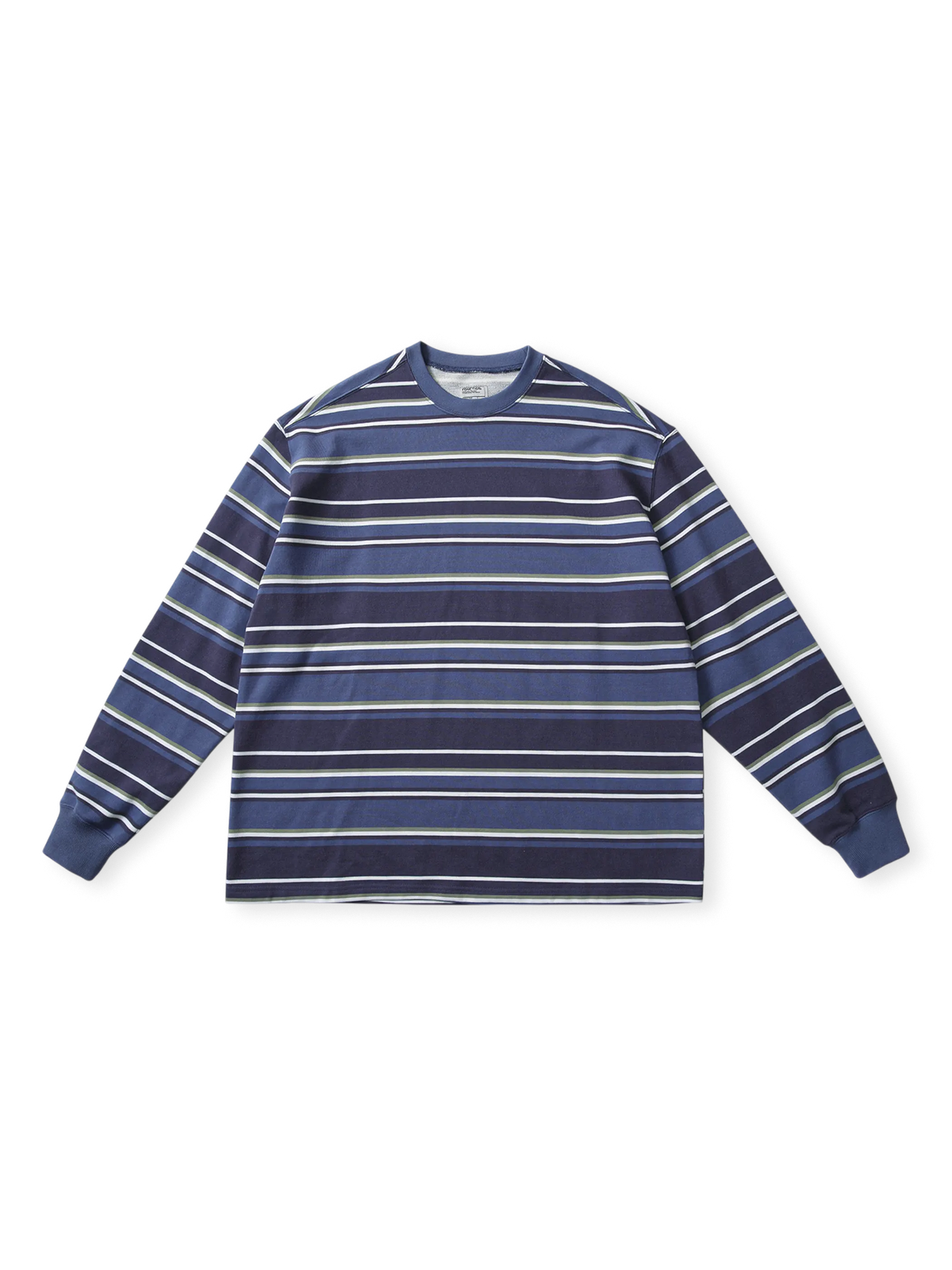 440g高密度定織毛輪生地使用のヴィンテージストライプスウェット。2色展開で高密度リブ付き。