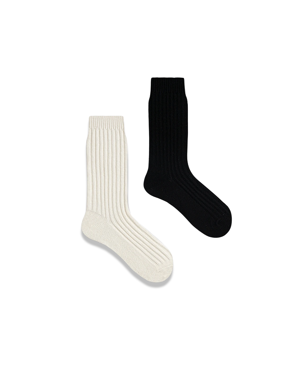 ホワイト＆ブラック4足セット、厚手タオル地底部と高弾性素材で快適フィットのソックス