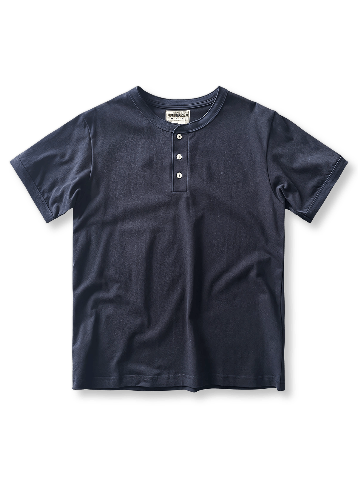 240g高密度ダブルヤーンコットンとチェーンステッチが映えるヘンリーネックTシャツ