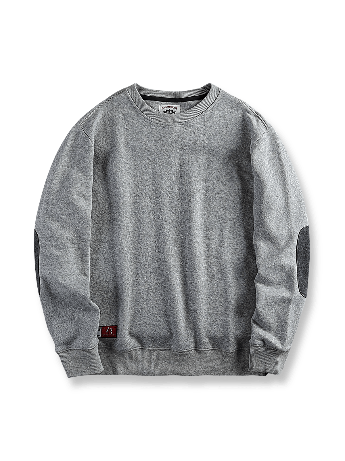 肘パッチと裾タグがアクセントの5色展開プルオーバースウェット