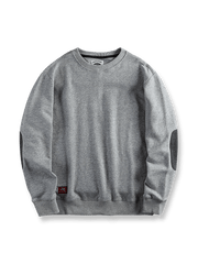 肘パッチと裾タグがアクセントの5色展開プルオーバースウェット