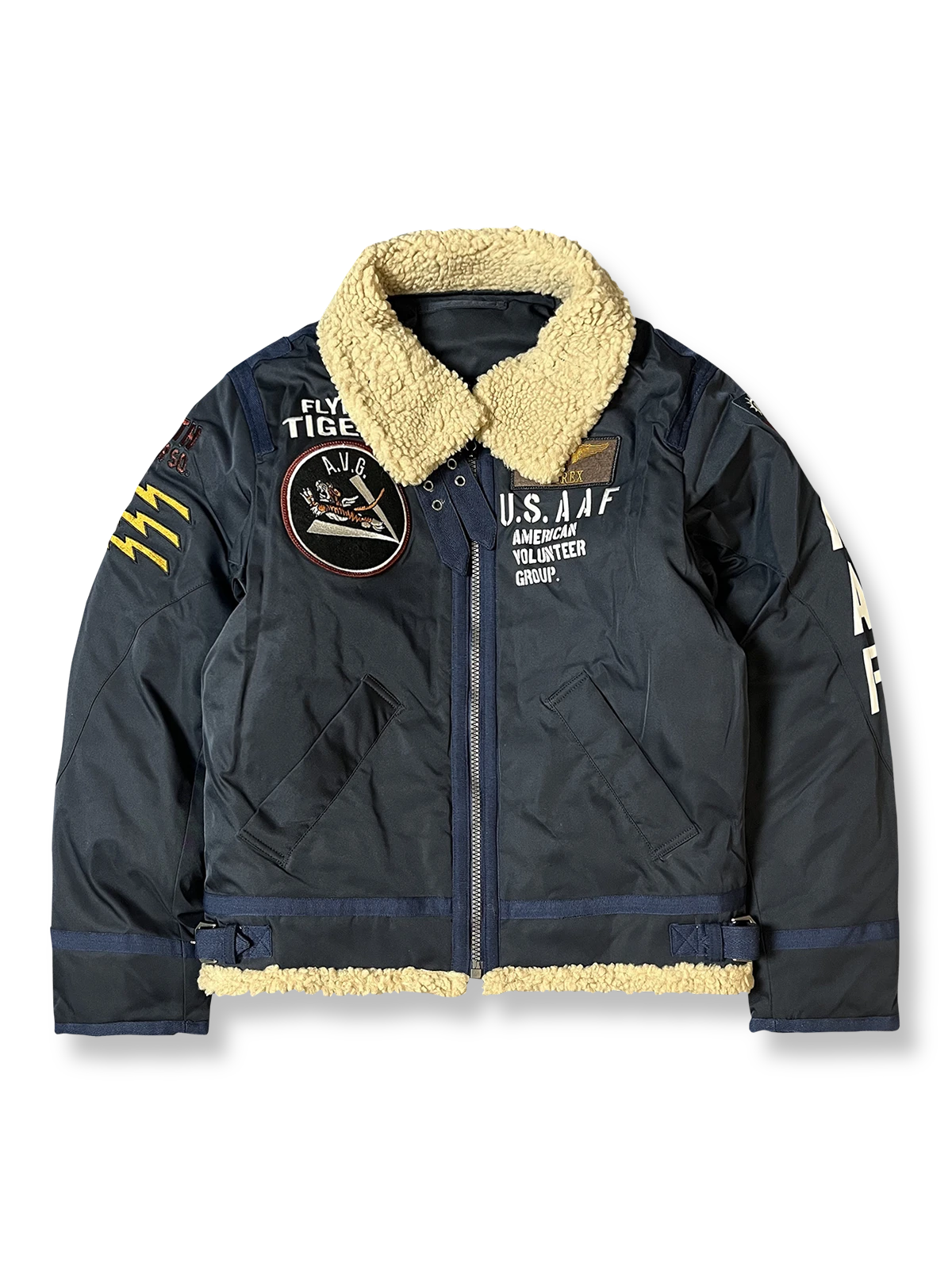 「74th FIGHTER SQ.」刺繍入りナイロン製B3フライトジャケット。