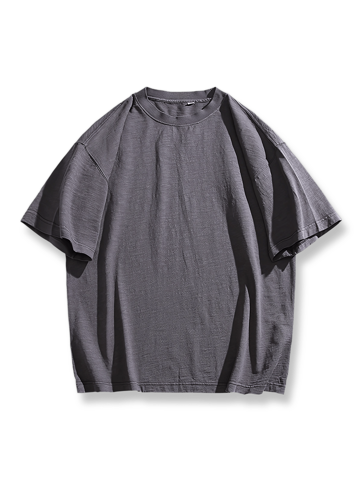 製品画像: 無地のベーシックラウンドネック半袖Tシャツの正面画像