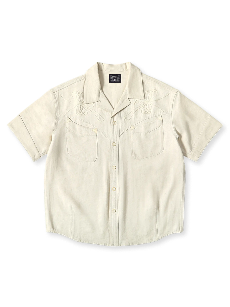 8OZコットンリネンウエスタンキューバシャツ-PESSOA CLUB