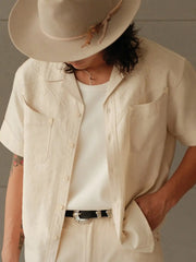 8OZコットンリネンウエスタンキューバシャツ