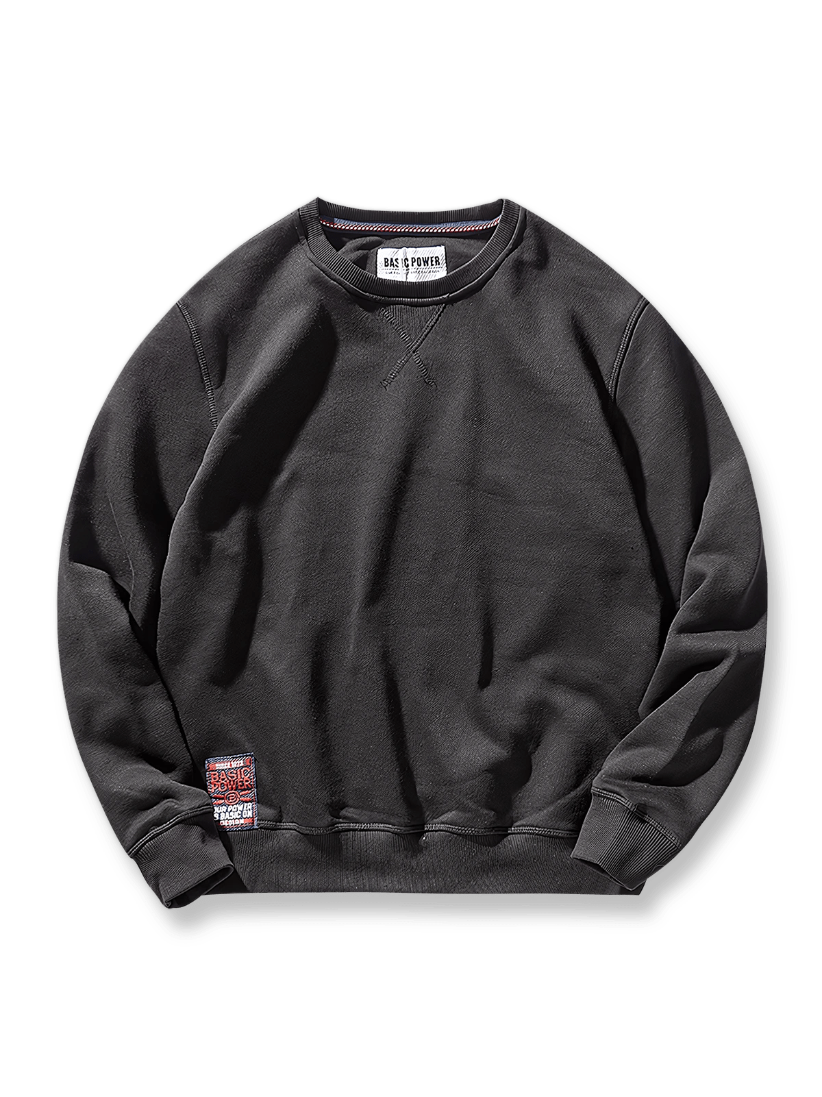 製品画像: 9色展開厚手フリース裏地のクルーネックスウェット全体展示