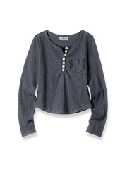  PESSOA CLUB 90年代スタイル ヘンリーシャツニット長袖Tシャツ正面展示