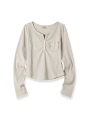  PESSOA CLUB 90年代スタイル ヘンリーシャツニット長袖Tシャツ正面展示