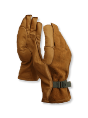 1990年代アメカジ風デザインの牛革ライディングアウトドアグローブ。掌と人差し指補強、外側ステッチ、調節ストラップ付き。