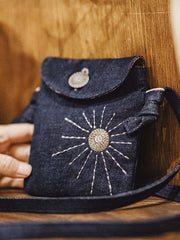 ヴィンテージ刺繍デニムショルダーバッグ