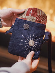 ヴィンテージ刺繍デニムショルダーバッグ