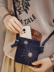 ヴィンテージ刺繍デニムショルダーバッグ-PESSOA CLUB