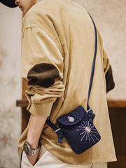 DENIM 刺繍デザインショルダーバッグ ヴィンテージ刺繍デニムショルダーバッグ-PESSOA CLUB