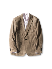 スエードのハンティングブレザー、胸ポケットと腰ポケット付き