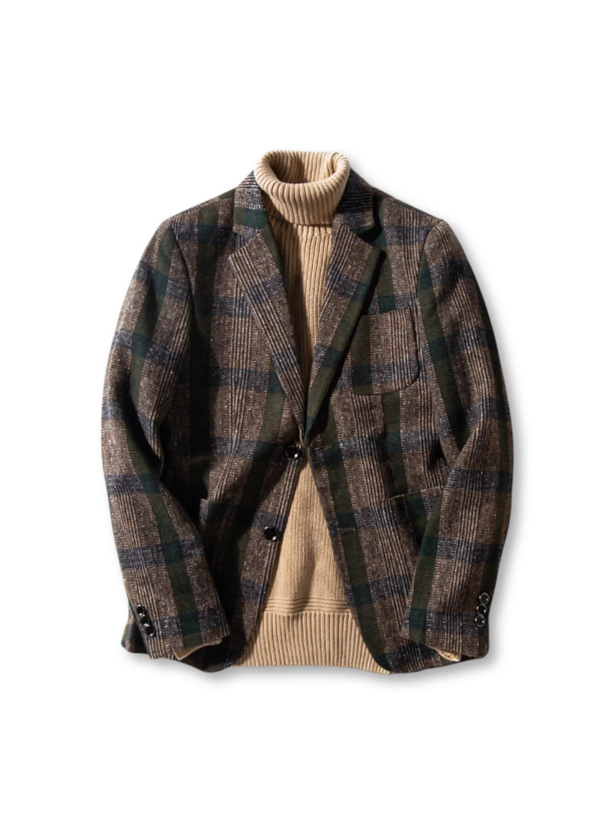 英国風チェック柄ウールジャケットの全体